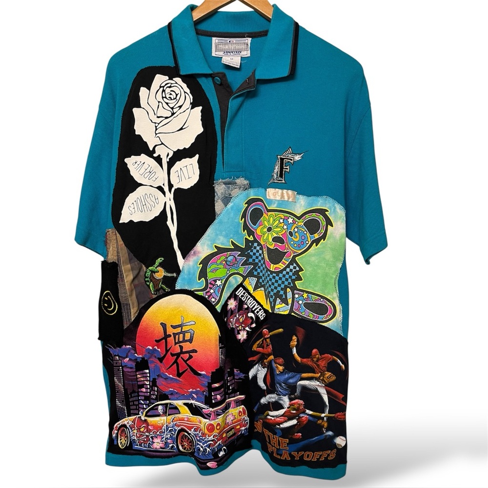 Custom made marlins polo shirts size medium